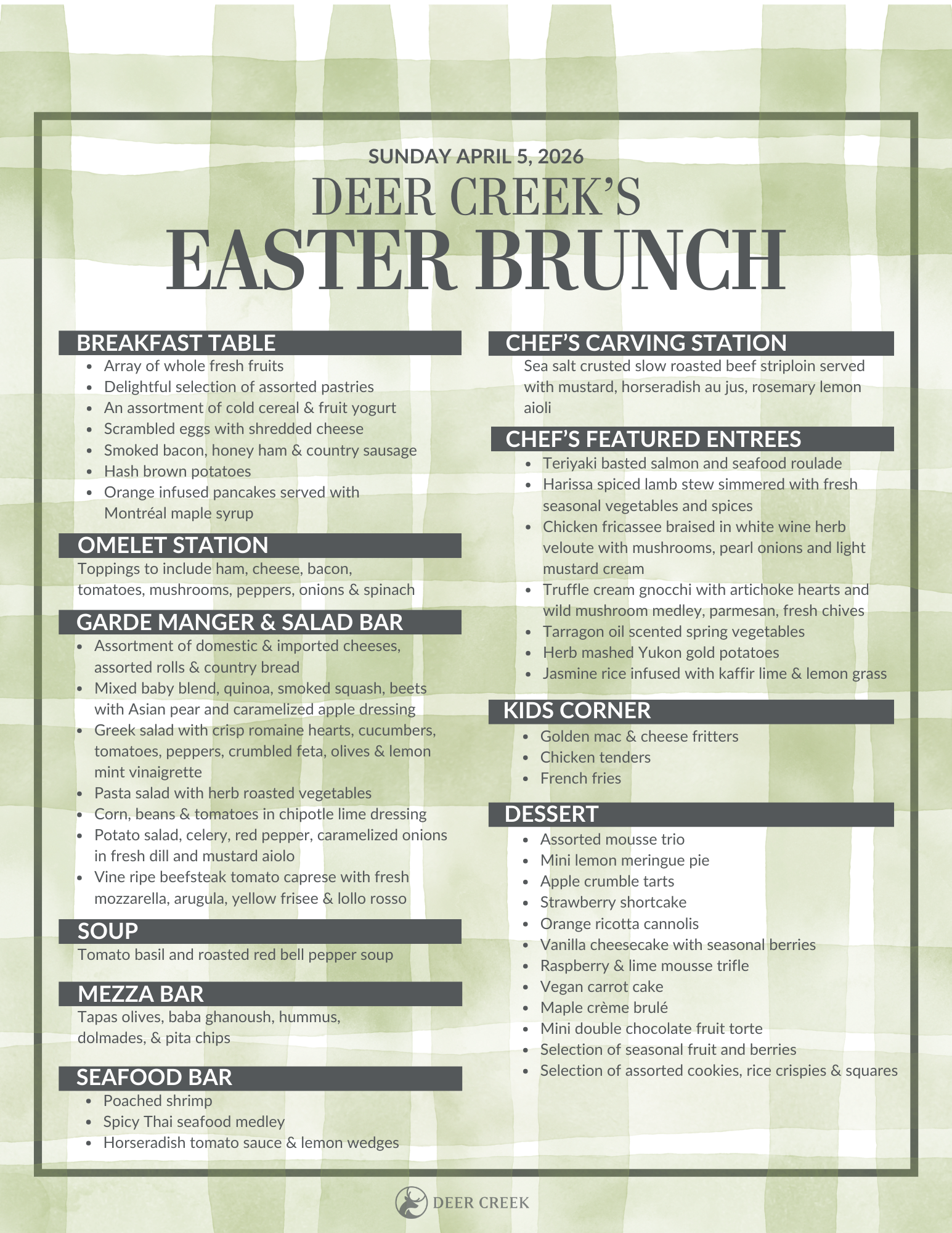Easter menu