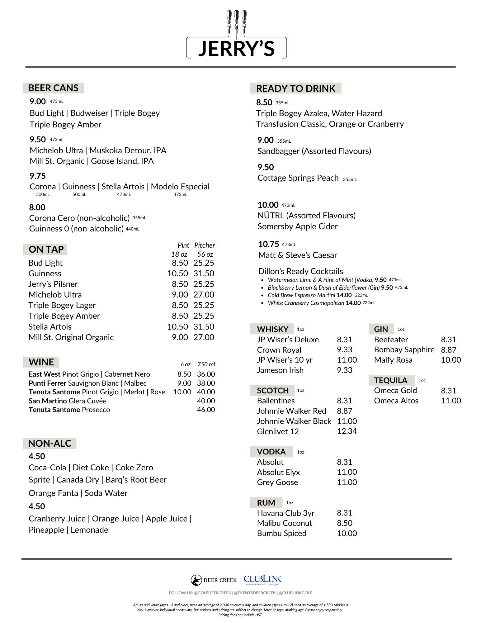 Jerrys sims drink menu 2026