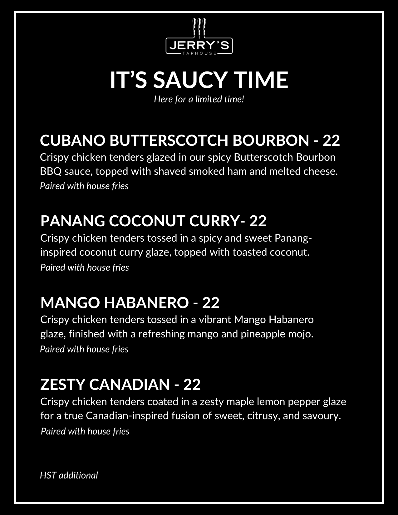 saucy finger menu items
