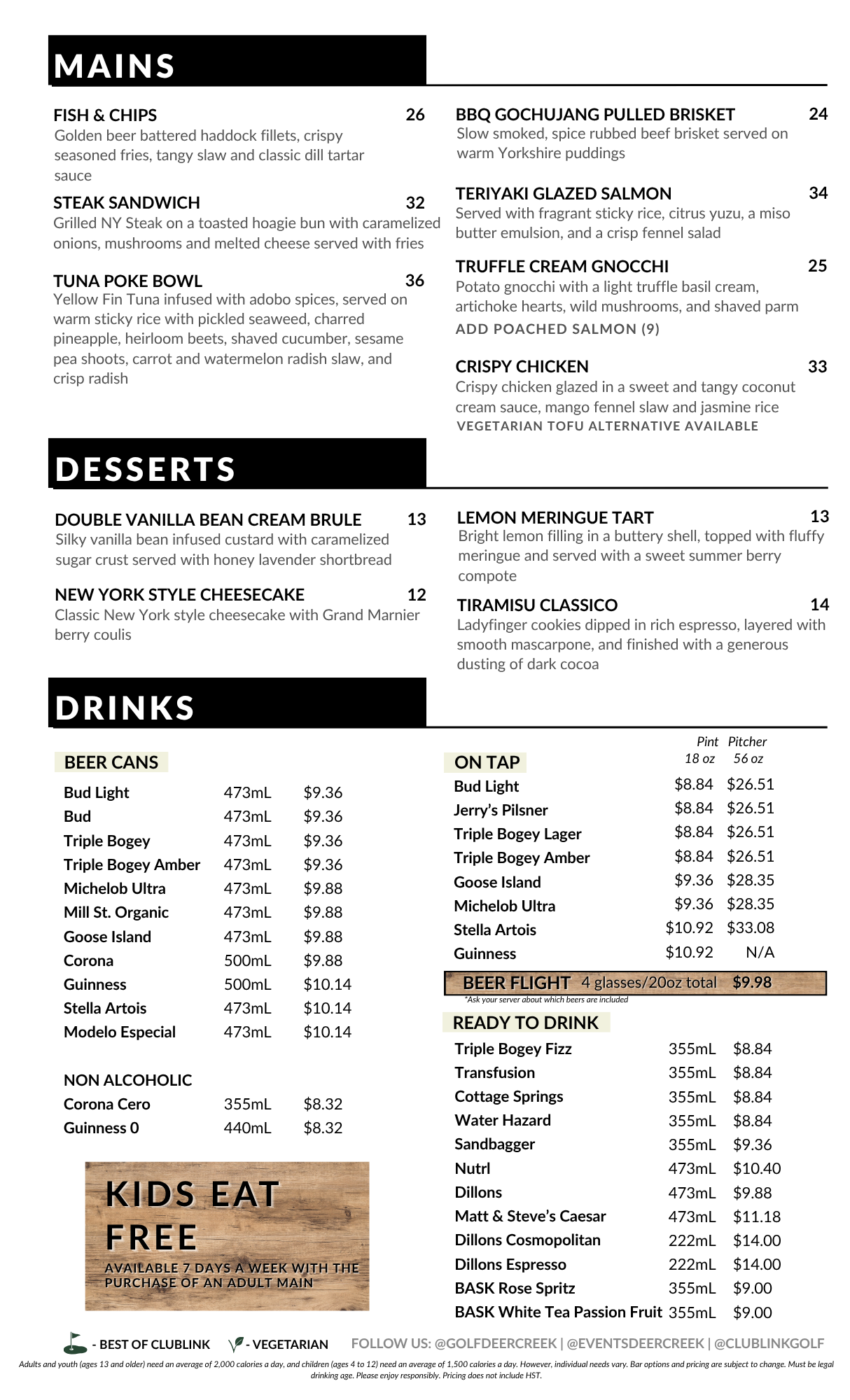 Jerry summer menu
