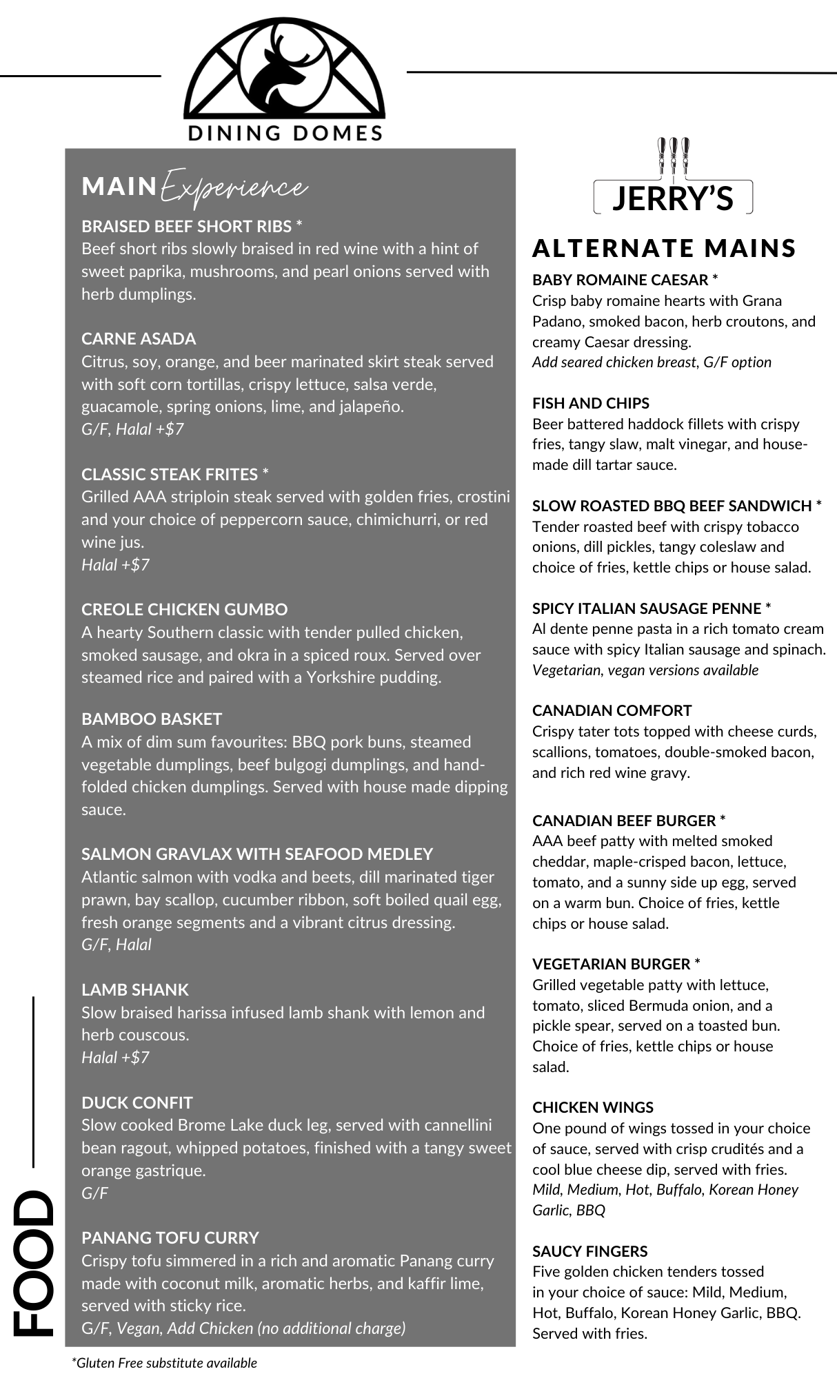 2025 2026 dining dome menu